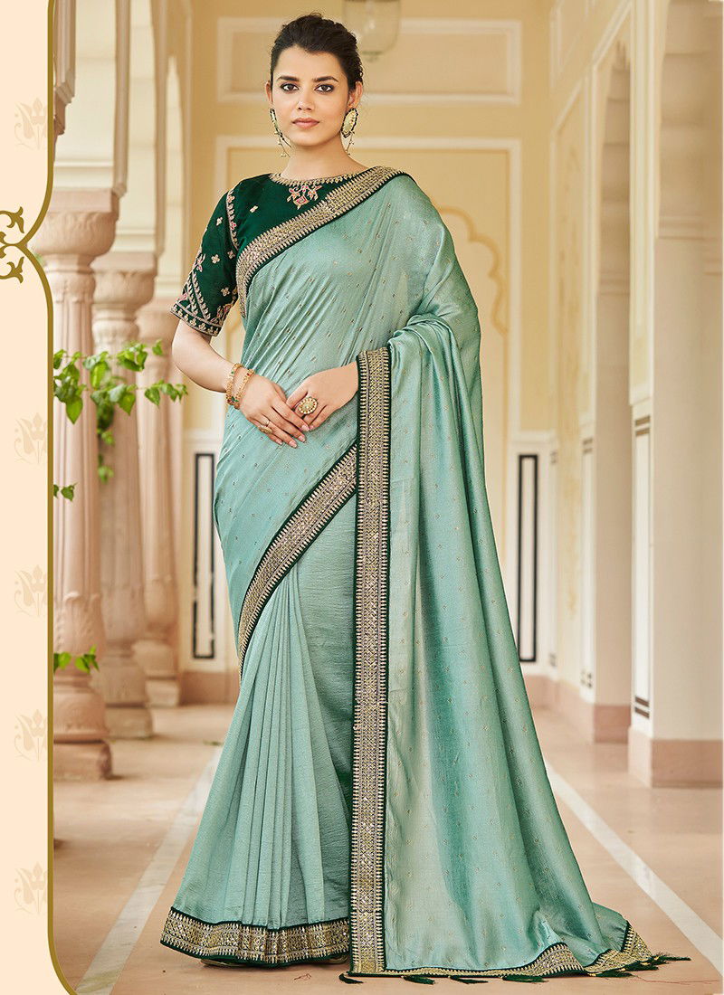 Pista Colour Aavsar vol 1 Khushboo New Latest Designer Heavy Vichitra Saree Collection 5415